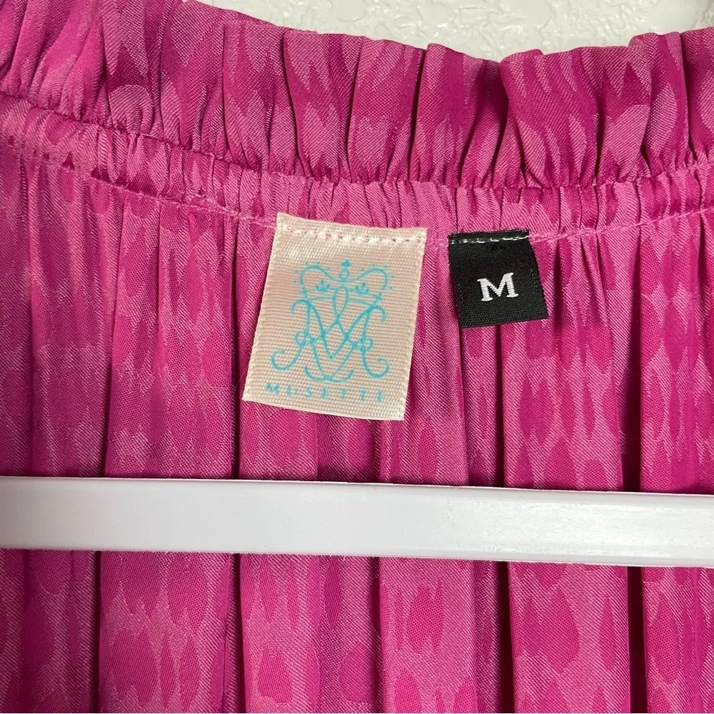 Magenta Pink Musette Mini Dress Barbie Size Medium Tiered Ruffle Hem Rush Satin - Picture 5 of 14